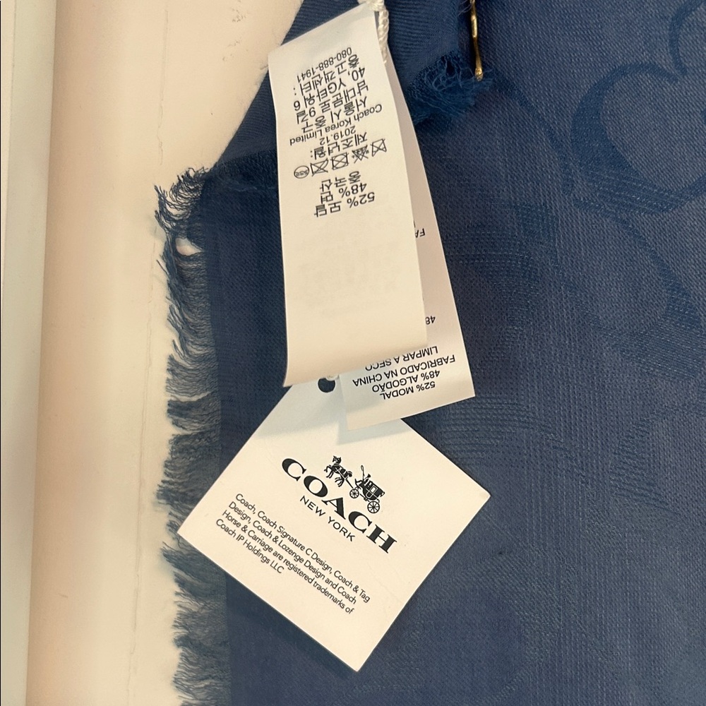 Coach Light Blue Signature Jacquard Scarf - Picture 3 of 9